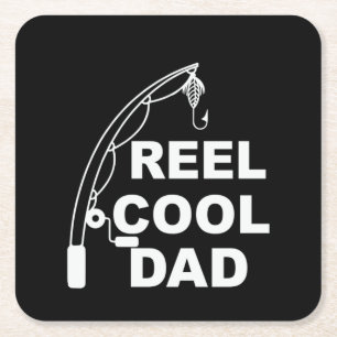 Gifts Dad Reel Cool Dad Square Paper Coaster