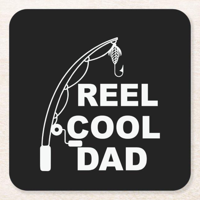 Gifts Dad | Reel Cool Dad Square Paper Coaster (Front)