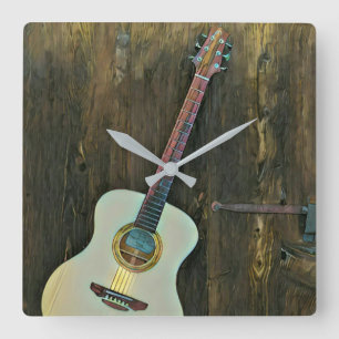 Gifts for a musician guitarist square wall clock