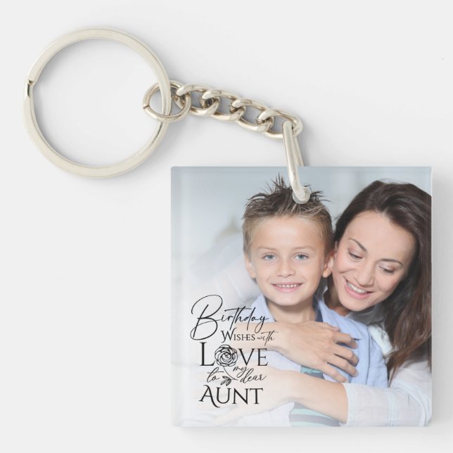 Gifts For Aunt | Simple Aunt's Birthday DEsign Key Ring (Front)