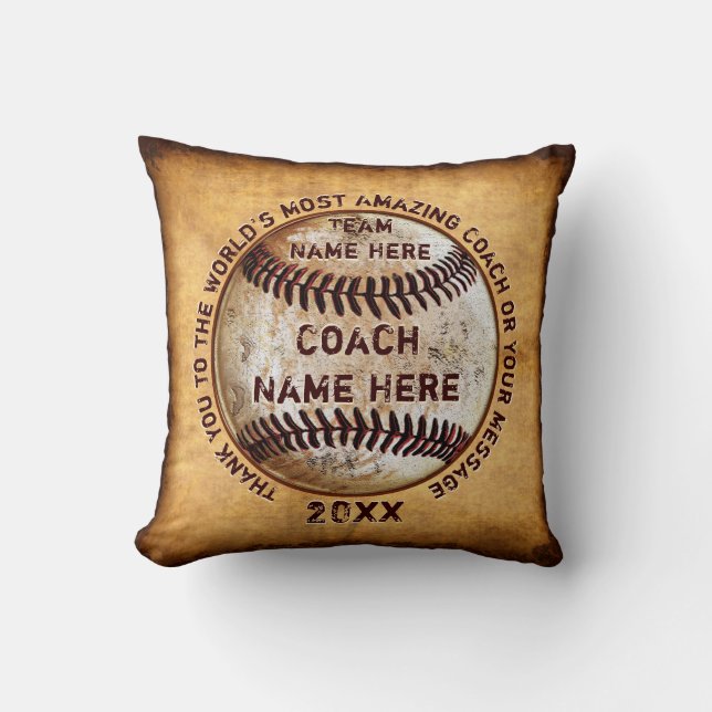 Gifts for Baseball Coaches Thank You, Personalised Cushion (Front)
