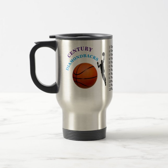 Gifts for Basketball Coaches, Your Text and Travel Mug (Left)