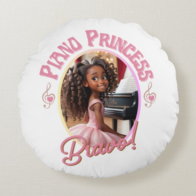 Gifts for gils who love to play the piano round cushion (Front)