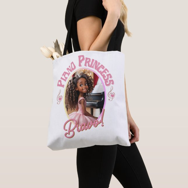 Gifts for gils who love to play the piano tote bag (Close Up)