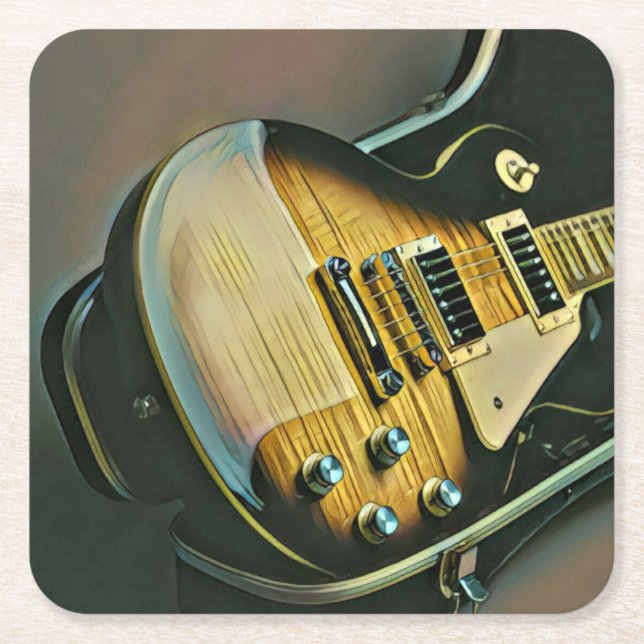 Gifts for guitarist square paper coaster (Front)