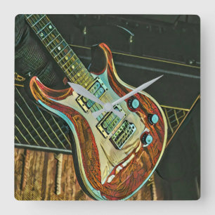Gifts for guitarist square wall clock