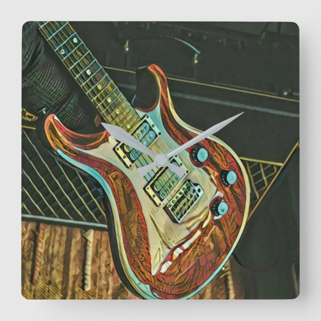 Gifts for guitarist square wall clock (Front)