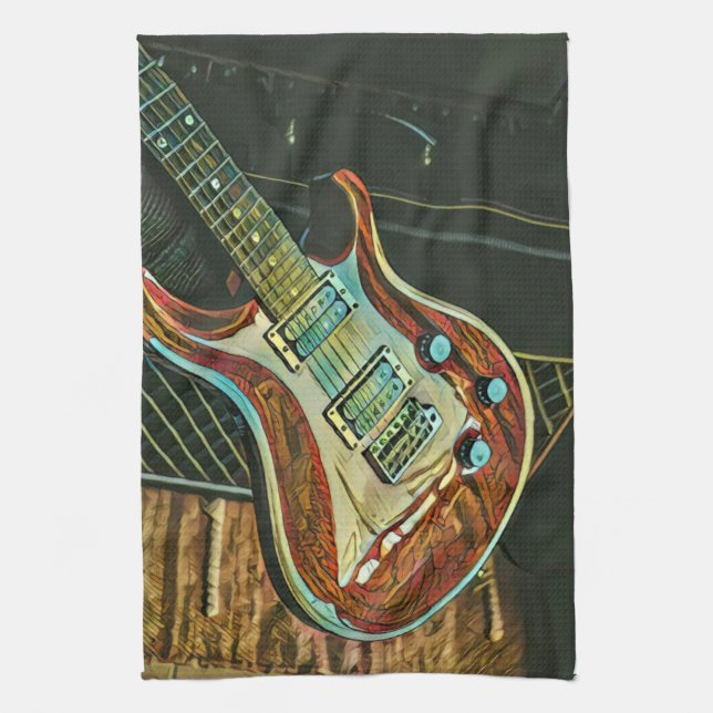 Gifts for guitarist tea towel (Vertical)