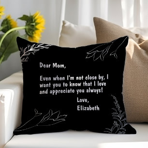Gifts For Mum Black Personalised Letter to Mum Fle Cushion