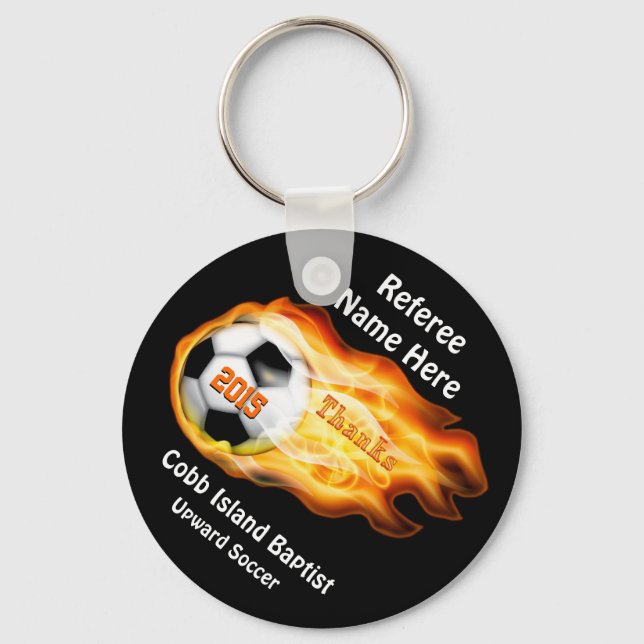 Gifts for Soccer Referees or Coaches, 4 Text Boxes Key Ring (Front)