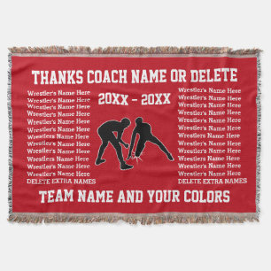 Gifts for Wrestling Coaches, Your COLORS and TEXT Throw Blanket