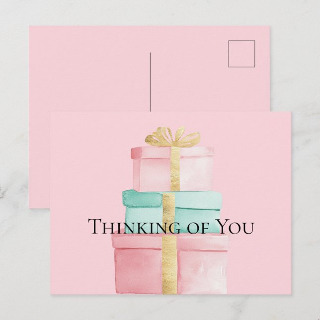 Gifts Gold Blush Pink Mint Thinking of You Postcard (Front/Back)