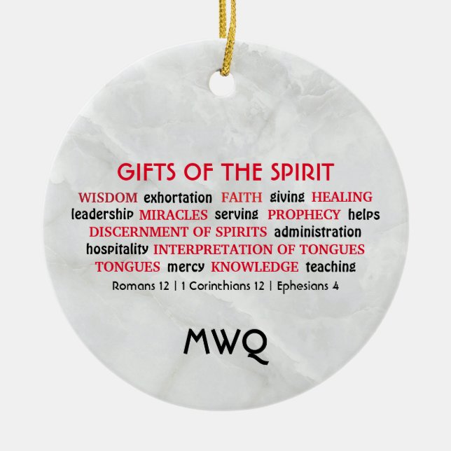 GIFTS HOLY SPIRIT | Monogram | Christian Ceramic Tree Decoration (Front)