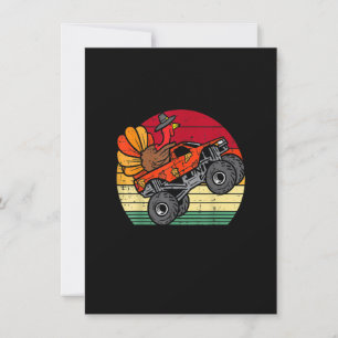 Gifts Kids Monster Truck Turkey Sunset Retro Thank Invitation