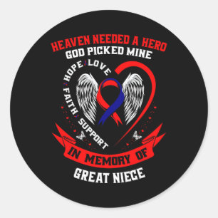 Gifts Loss Great Niece Heart Disease Awareness Chd Classic Round Sticker