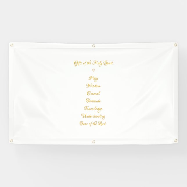 Gifts of The Holy Spirit in 3D Look Golden Script Banner (Horizontal)