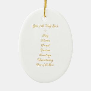 Gifts of The Holy Spirit in 3D Look Golden Script Ceramic Tree Decoration