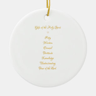 Gifts of The Holy Spirit in 3D Look Golden Script Ceramic Tree Decoration