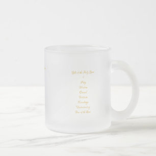 Gifts of The Holy Spirit in 3D Look Golden Script Frosted Glass Coffee Mug