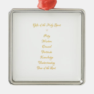 Gifts of The Holy Spirit in 3D Look Golden Script Metal Tree Decoration