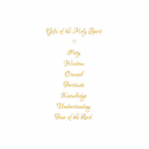 Gifts of The Holy Spirit in 3D Look Golden Script Standing Photo Sculpture