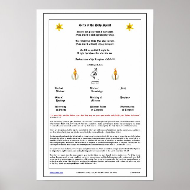 Gifts of the Holy Spirit Poster (Front)