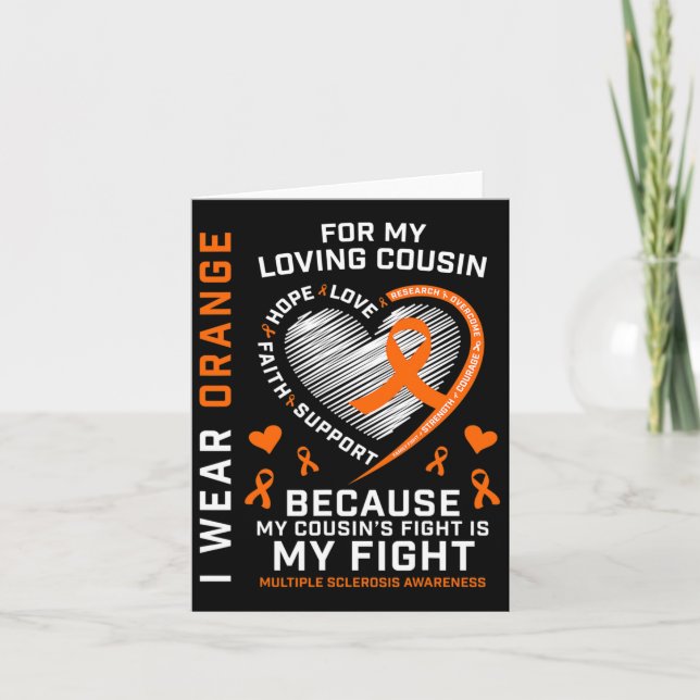 Gifts Orange Fighter Cousin Multiple Sclerosis Awa Card (Front)