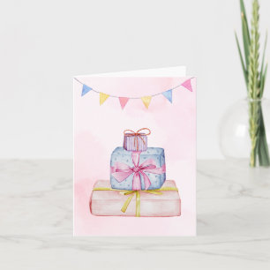 Gifts pastel pink blue card