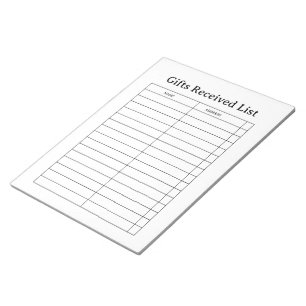 Gifts Received Tracker Notepad