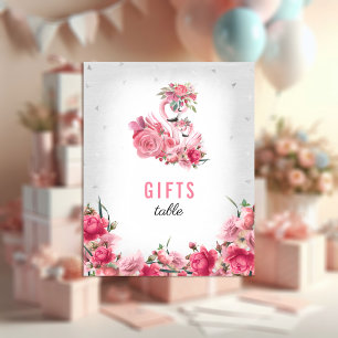 Gifts Sign Baby Shower Silver Flamingo Ballerina