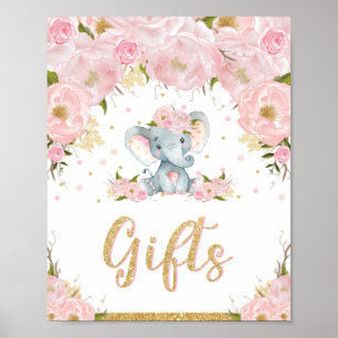 Gifts Sign Poster Elephant Birthday Baby Shower