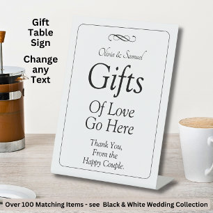 Gifts Table Black White Infinity Scroll, Pedestal Sign