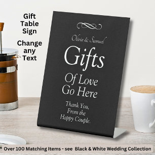 Gifts Table Black White Infinity Scroll, Pedestal Sign
