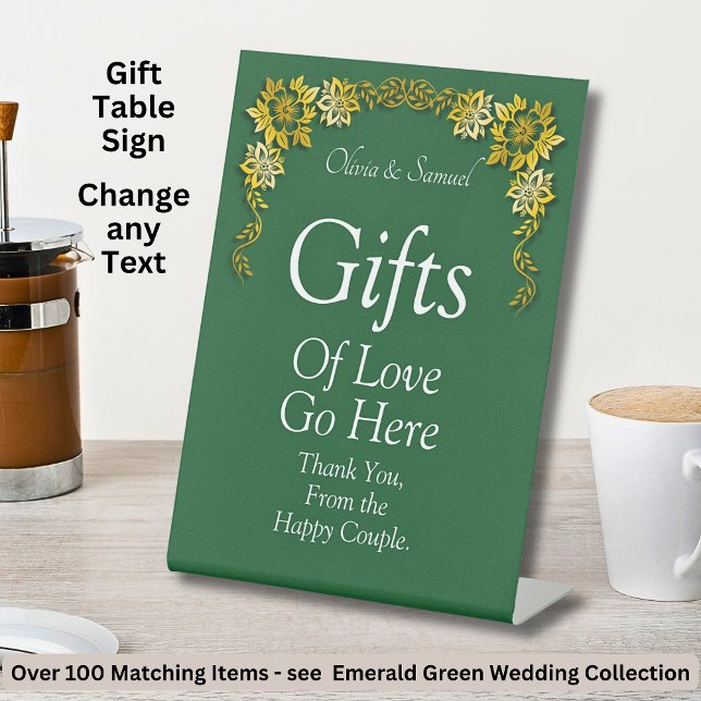 Gifts Table Emerald Green  Acrylic Pedestal Sign  (Creator Uploaded)