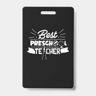 Gifts Teacher   Best Preschool Teacher ID Badge