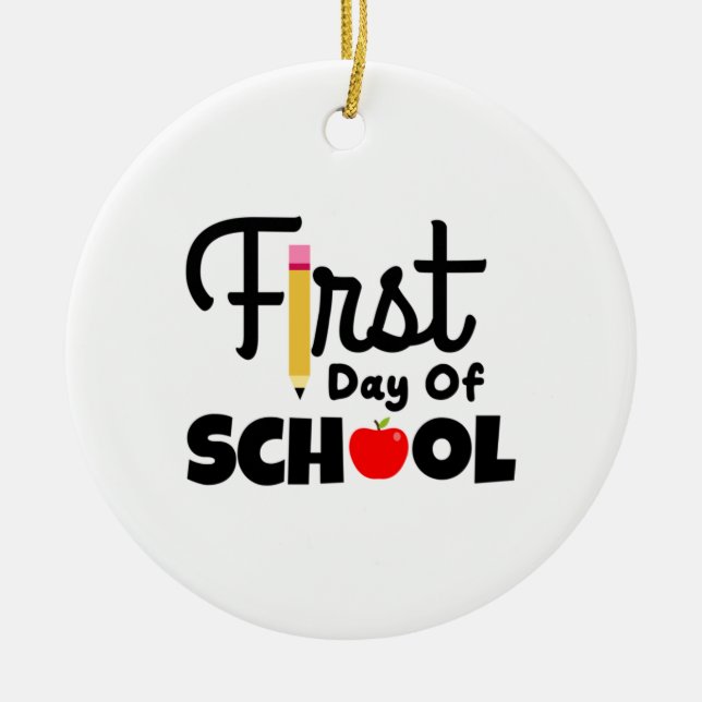 Gifts Teacher | First Day Of School Ceramic Tree Decoration (Front)