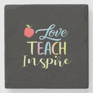 Gifts Teacher Love Teach Inspire Stone Coaster