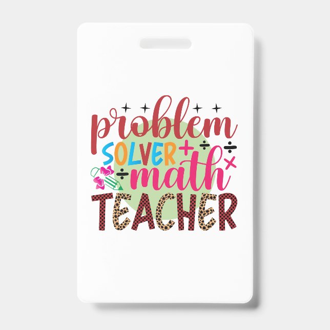 Gifts Teacher | Problem Solver Math Teacher ID Badge (Front)