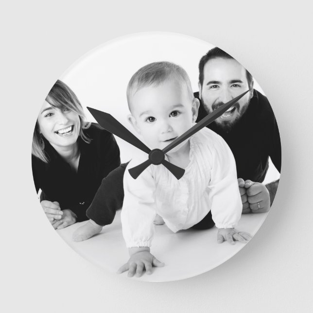 Gifts Under $50 for Him Personalised Photo Round Clock (Front)
