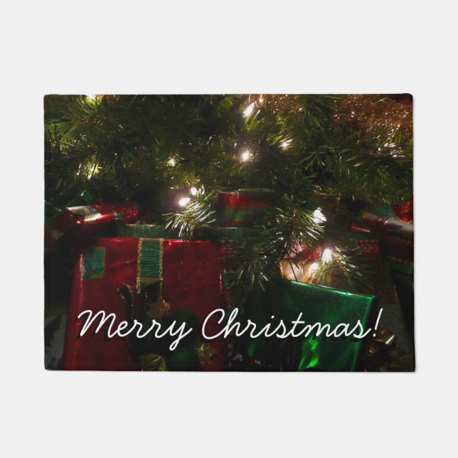 Gifts Under the Tree Christmas Holiday Doormat (Front)