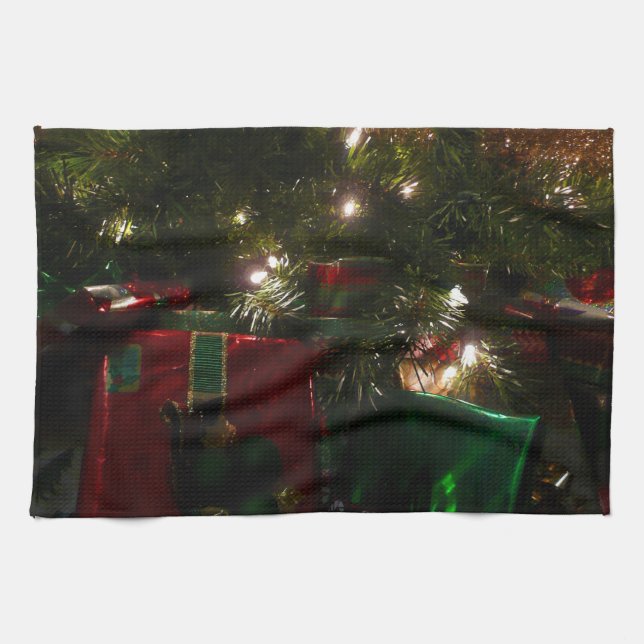 Gifts Under the Tree Christmas Holiday Tea Towel (Horizontal)