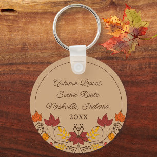 Giftshop Boutique Souvenir Fall Leaves Custom Text Key Ring