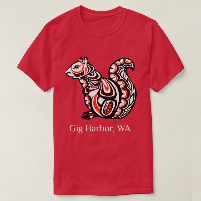 Gig Harbor Washington Native American Tribal Squir T-Shirt (Design Front)