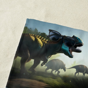 Giganotosaurus Dinosaurs Prowling, Beach Towel