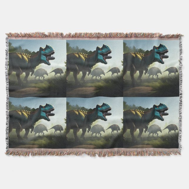 Giganotosaurus Dinosaurs Prowling,  Throw Blanket (Front)