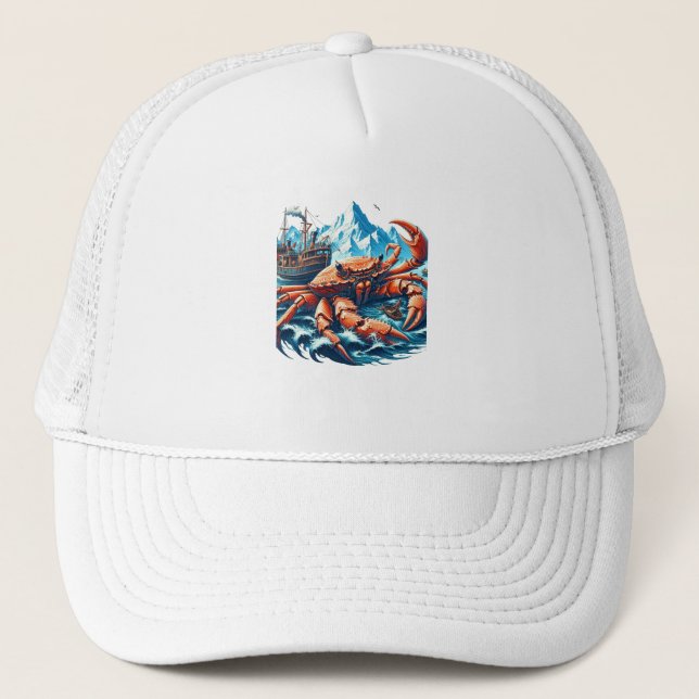 Gigantic King Crabs Dutch Harbour Trucker Hat (Front)