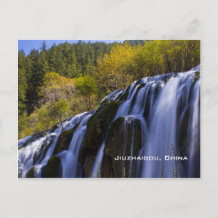 Gigantic Waterfall in a China Jiuzhaigou Postcard