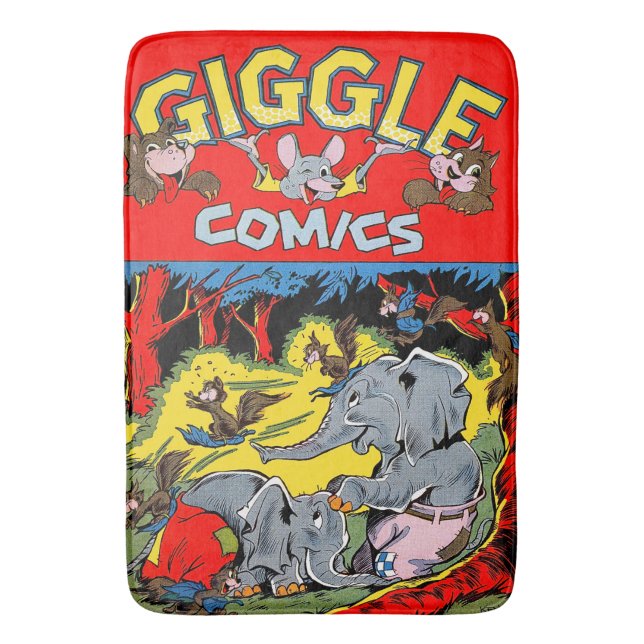 Giggle Animal Elephant Vintage Comics Bath Mat (Front Vertical)