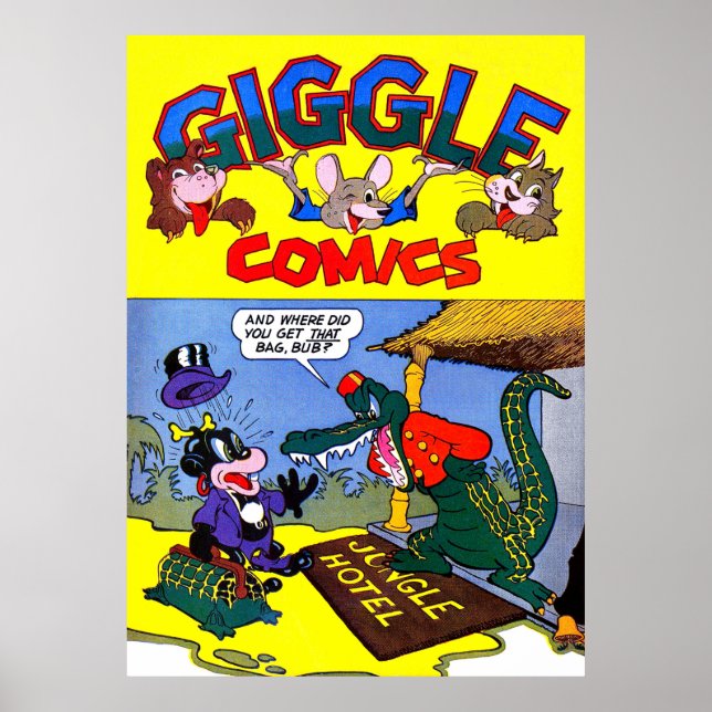  Giggle Crocodile Alligator Animal Vintage Comics  Poster (Front)