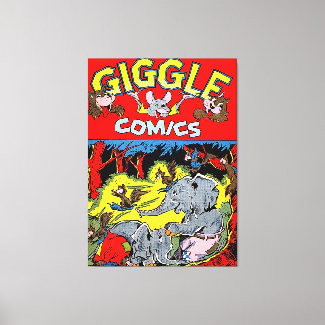 Giggle Elephant Animal Vintage Comics Canvas Print (Front)